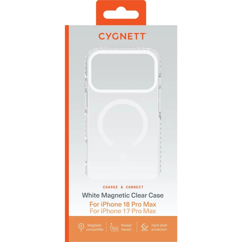 Cygnett Charge and Connect MagSafe Case for iPhone 18 Pro Max/17 Pro Max (White)