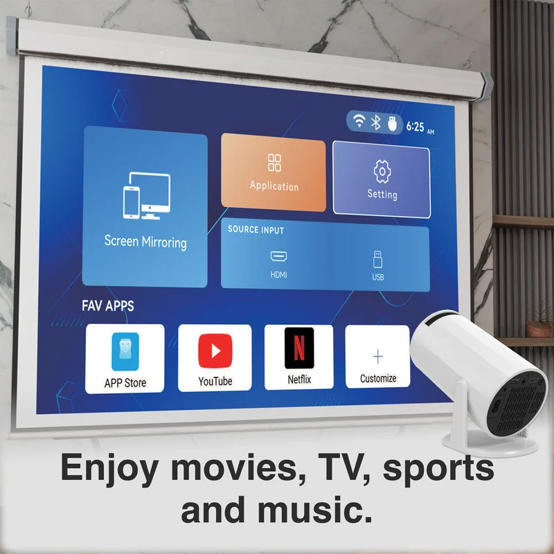 Laser 100in Multi-Angle Tube Android LED Projector Expansive Screen White