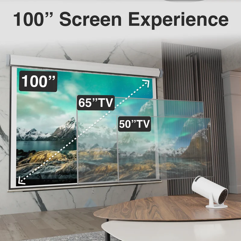 Laser 100in Multi-Angle Tube Android LED Projector Expansive Screen White