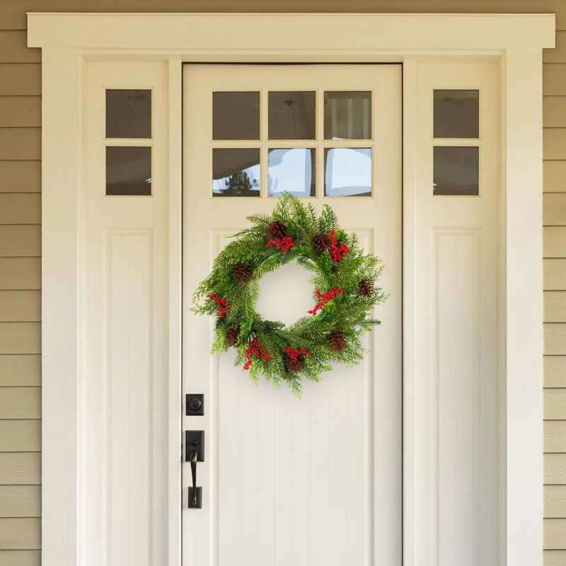 Santa's Helper Pine Cone Christmas Wreath Wall Hanging Holiday Decoration 50cm