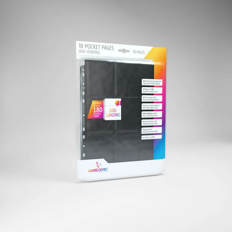 Gamegenic Sideloading 18 Pocket Pages 10-Pieces Pack (Black)