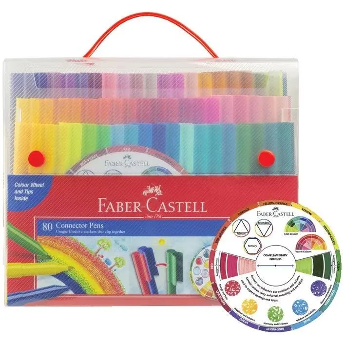 Faber-Castell Connector Pens With Colour Wheel Assorted Pack 80