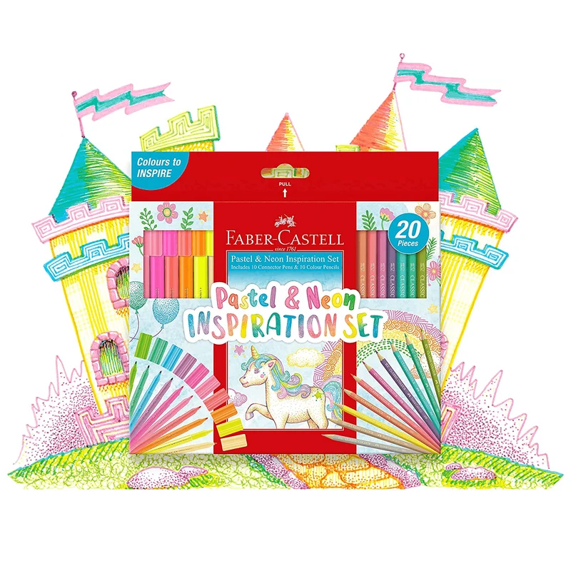 Faber-Castell Pastel Neon Markers Pencils Inspiration Set Box 20pc