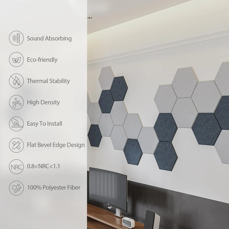 iDeer Life Acoustic Foam Panels Hexagon – 12 Pack