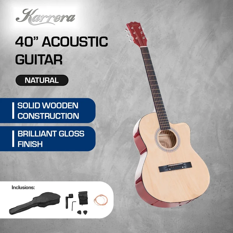Karrera Acoustic Cutaway 40in Guitar (Natural)