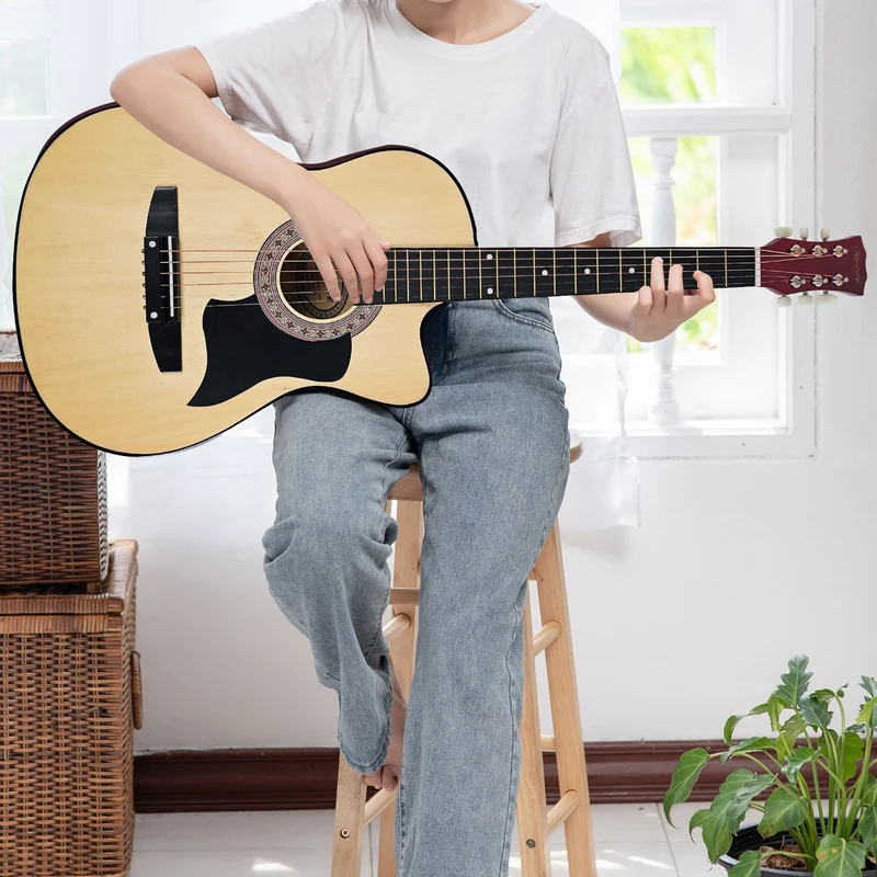Karrera 38" Pro Cutaway Acoustic Guitar with Carry Bag (Natural)