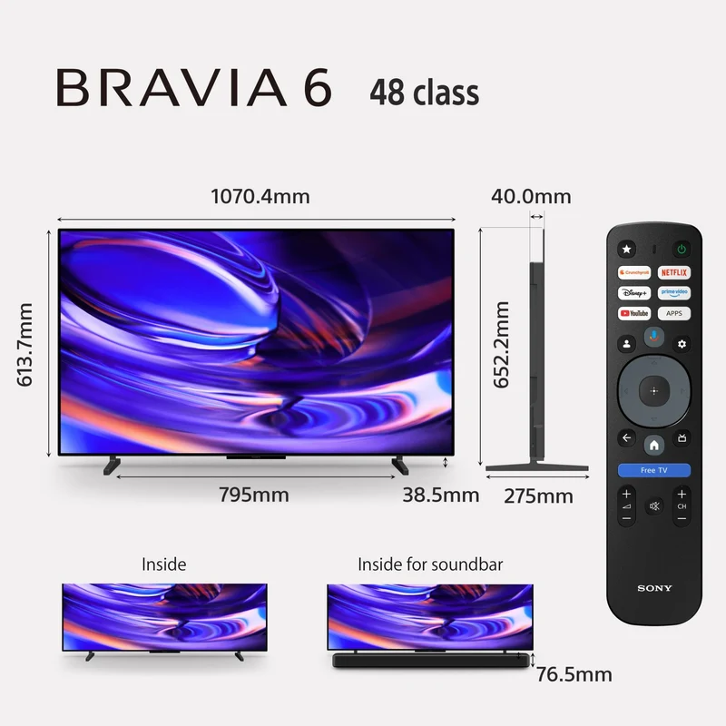 Sony 48" BRAVIA 6 OLED 4K HDR Google TV with Gemini [2026]