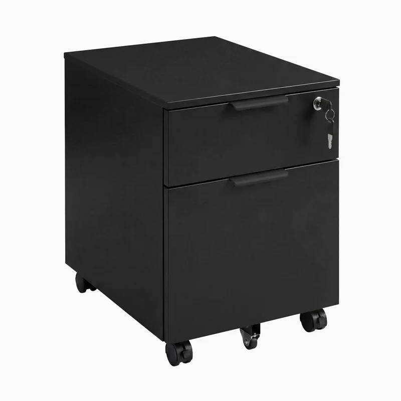 Desky Minimal Filing Cabinet - White / Bamboo