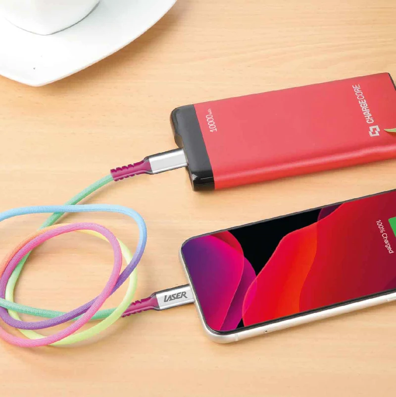 Laser 2m (2-pack) USB-C to USB-C Braided Cable (Rainbow)