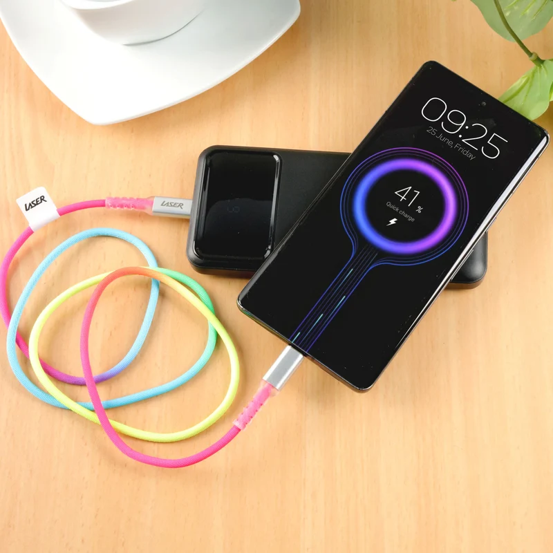 Laser 2m (2-pack) USB-C to USB-C Braided Cable (Rainbow)