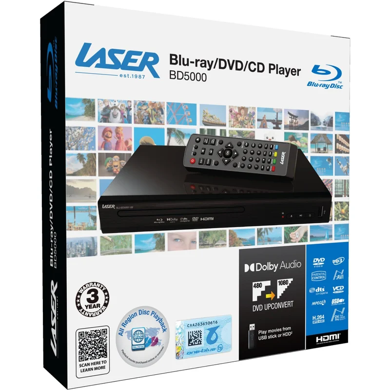 Laser Full HD Blu Ray Player with Multi Region Playback