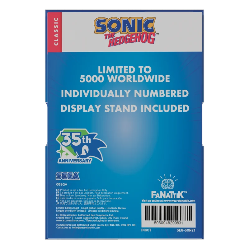 Fanattik Sonic The Hedgehog - Stained Glass Window Style Ingot - Limited Edition