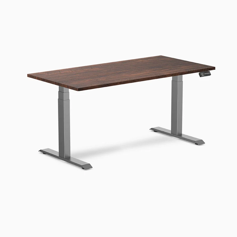 Desky Dual Softwood Sit Stand Desk 180cm American Rustic Pine Desktop and Wheat Frame