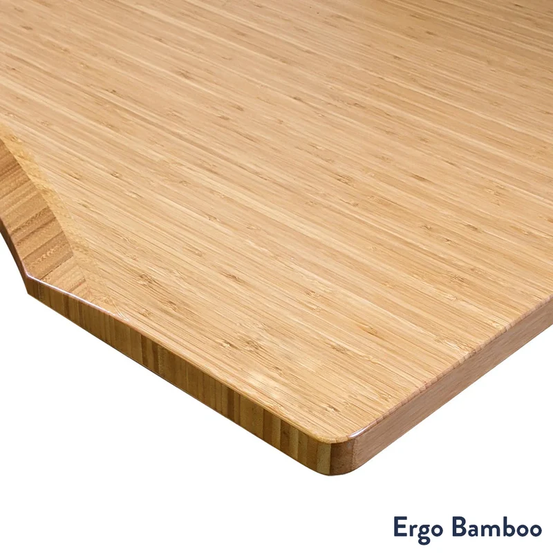 Desky Dual Ergo Edge Sit Stand Desk 180cm Bamboo Desktop and Wheat Frame
