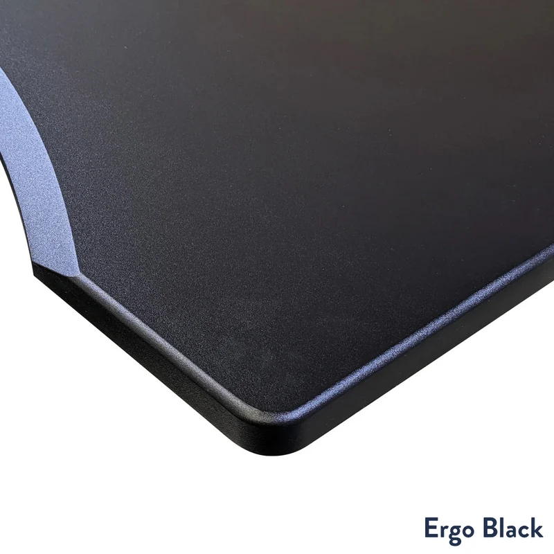 Desky Dual Ergo Edge Sit Stand Desk 150cm Black Desktop and Wheat Frame