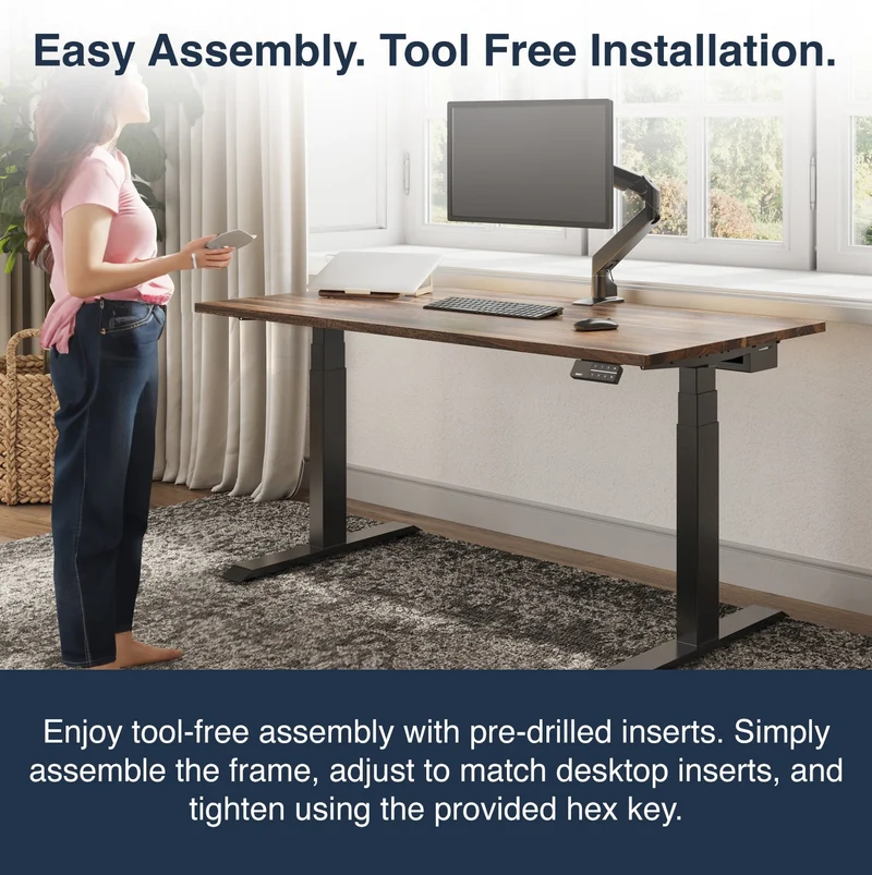 Desky Dual Hardwood Sit Stand Desk 150cm Maple Desktop and Wheat Frame