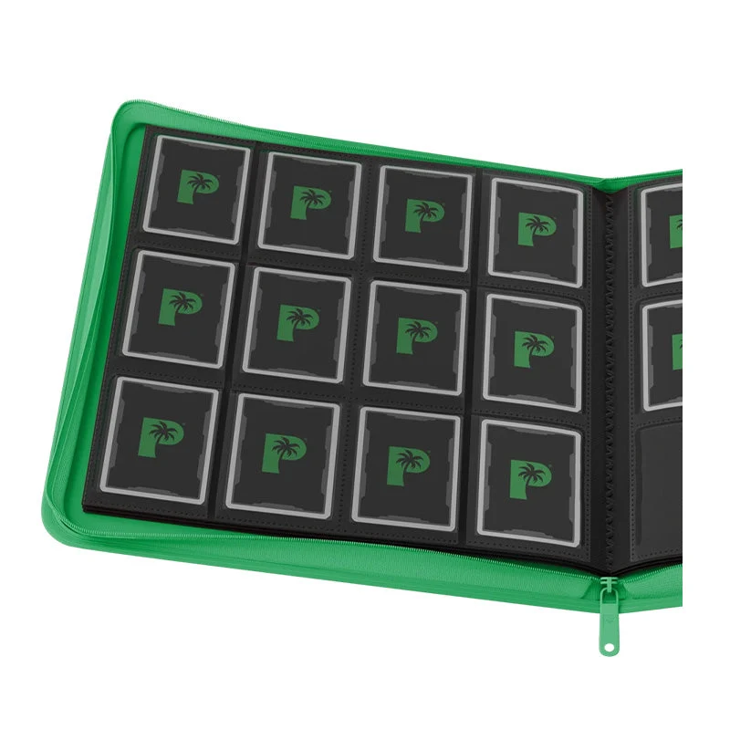 Palms Off Gaming Collector's Series 12 Pocket Zip Trading Card Binder - GREEN