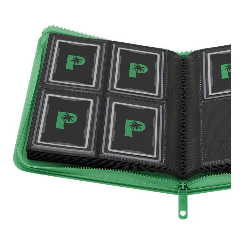 Palms Off Gaming Collector's Series 4 Pocket Card Loader TOP LOADER Zip Binder - CLEAR - GREEN