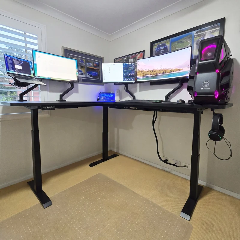 Desky Sigma L-Shape Gaming Desk Left Return 200 cm Wheat Frame
