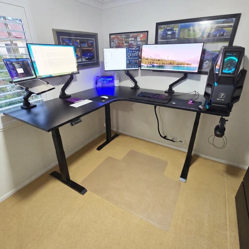Desky Sigma L-Shape Gaming Desk Right Return 200 cm Wheat Frame