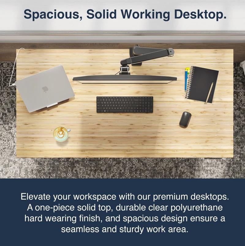 Desky Dual Bamboo Sit Stand Desk 120cm and Wheat Frame