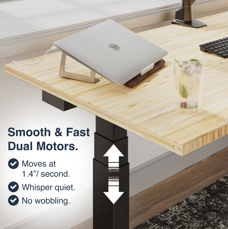 Desky Dual Bamboo Sit Stand Desk 120cm and Wheat Frame