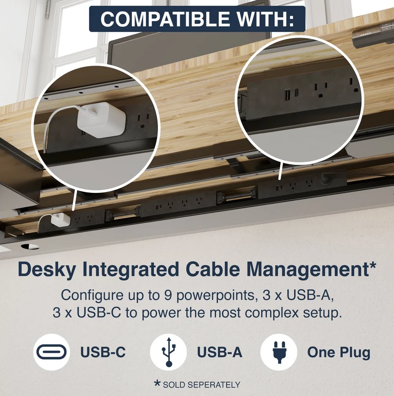 Desky Dual Bamboo Sit Stand Desk 120cm and Wheat Frame