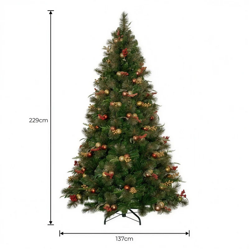 Christabelle 2.3m 7.5ft Deluxe Mountain Pine Christmas Tree Pre Lit Multi Function LED Artificial Indoor Xmas Decor Home
