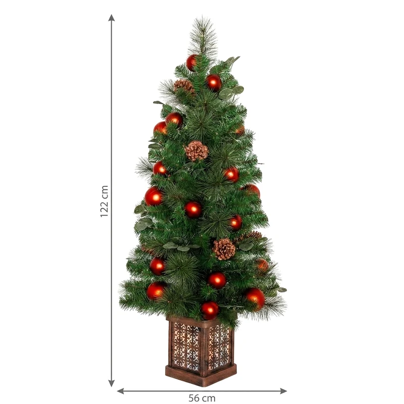 Christabelle 1.2m 4ft Sable Fir Potted Christmas Tree Pre Lit Multi Function LED Artificial Indoor Xmas Decor Home