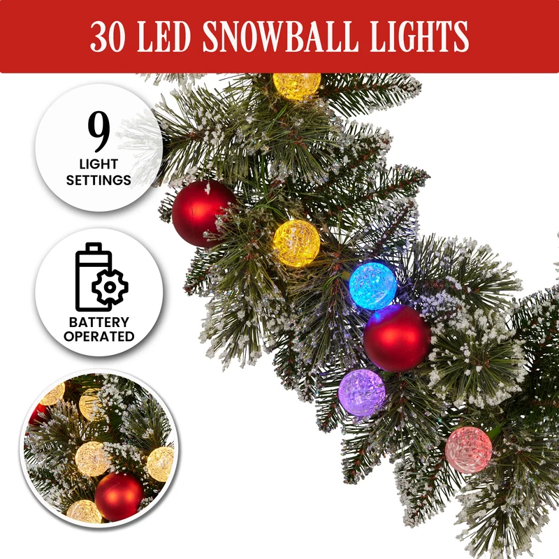 Christabelle 2.74m LED Snowy Christmas Garland