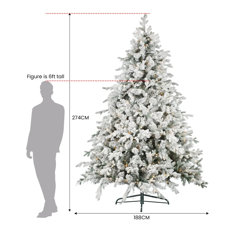 Christabelle 2.7m 9ft Christmas Tree with Twinkle Lights- Snowy Dorchester