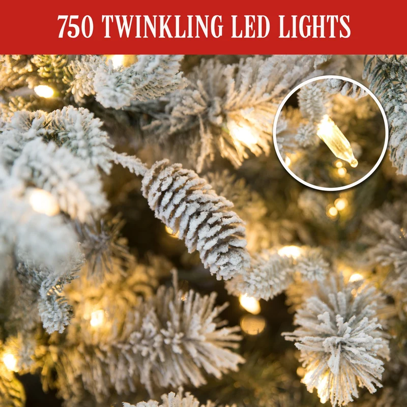 Christabelle 2.7m 9ft Christmas Tree with Twinkle Lights- Snowy Dorchester