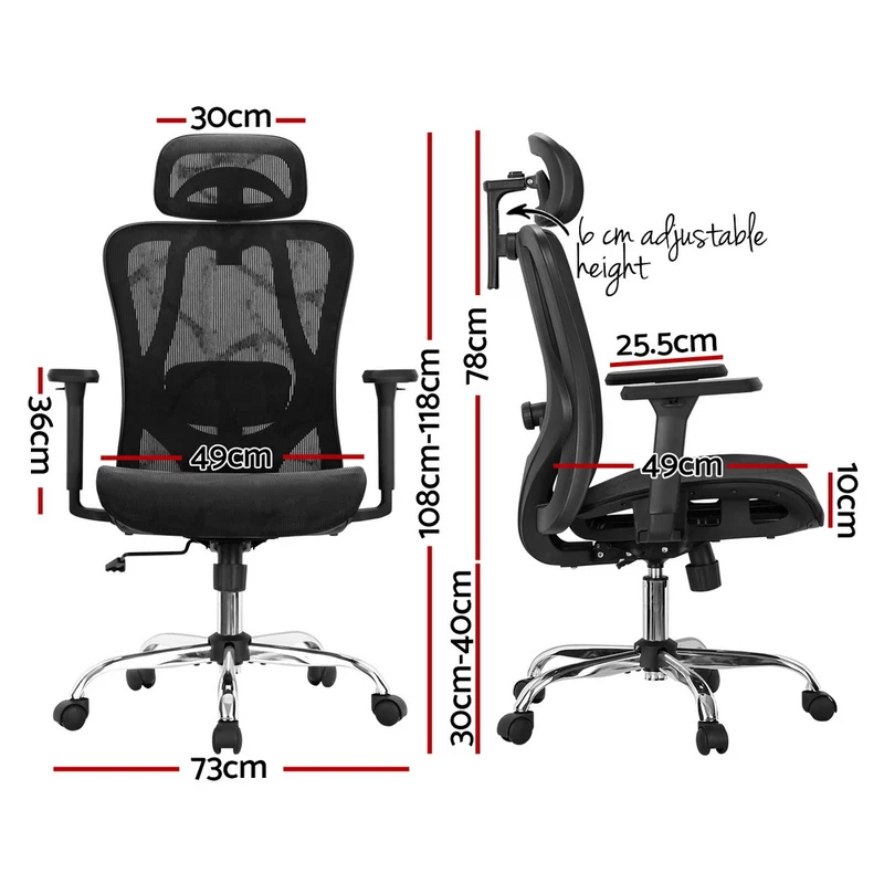 Artiss Ergonomic Office Chair Recline (Black)
