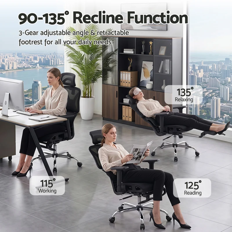 Artiss Ergonomic Office Chair Footrest (Black)