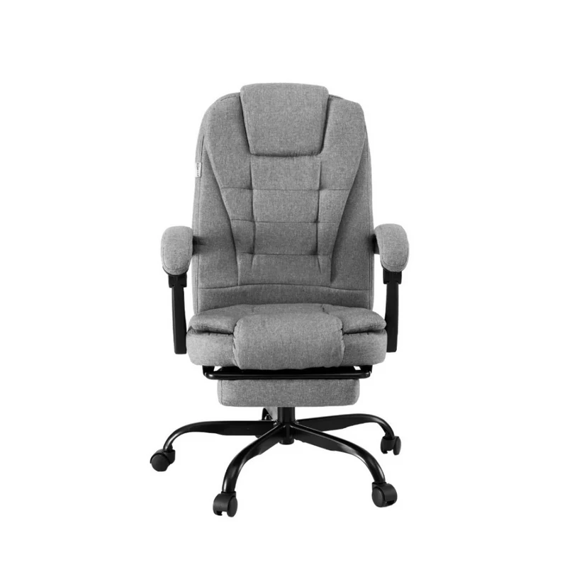 Artiss Office Chair Executive Fabric Seat Racing Computer Desk Chairs Footrest (Grey)