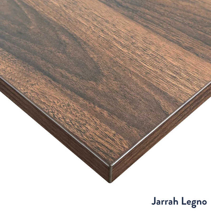 Desky Dual Mini Sit Stand Desk 800 x 500 Jarrah Legno Desktop and Space Grey Frame