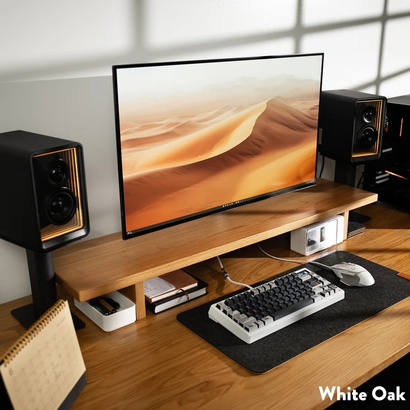 Desky Minimal Monitor Stand - Black Melamine