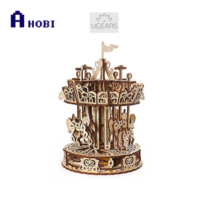 UGears 70129 Carousel Wooden Mechanical 3D Puzzle DIY Kit