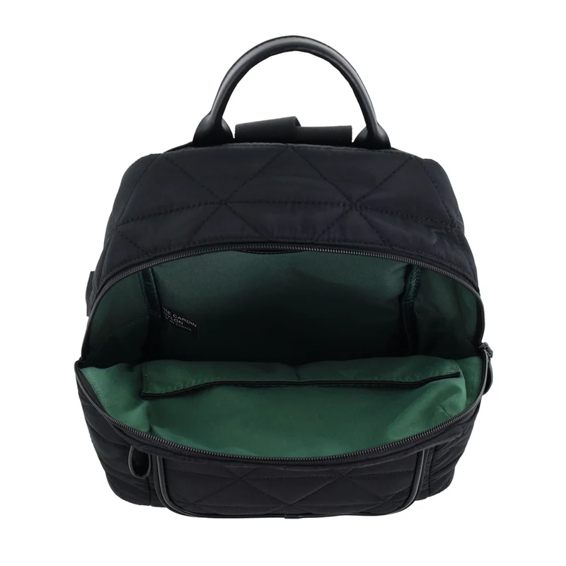Pierre Cardin Nylon Quilted Casual Travel Backpack Bag 30x31cm Black