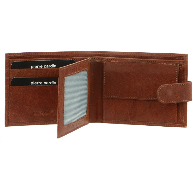 Pierre Cardin Men's Rustic Leather Bi-Fold Cash/Card Wallet Chesnut