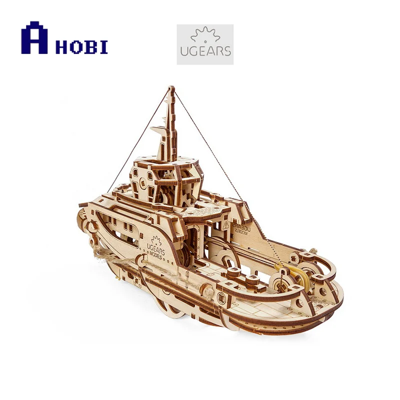 UGears 70043 Tugboat Wooden Mechanical 3D Puzzle DIY Model Kit