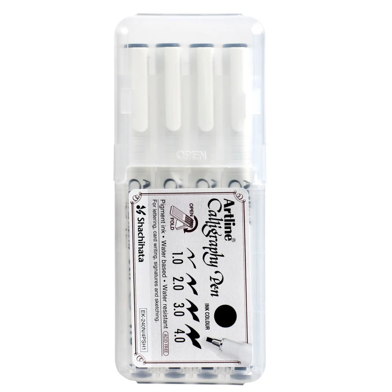 Artline 240 Calligraphy Pen 4 AssortedNib Sizes Black Pack 4