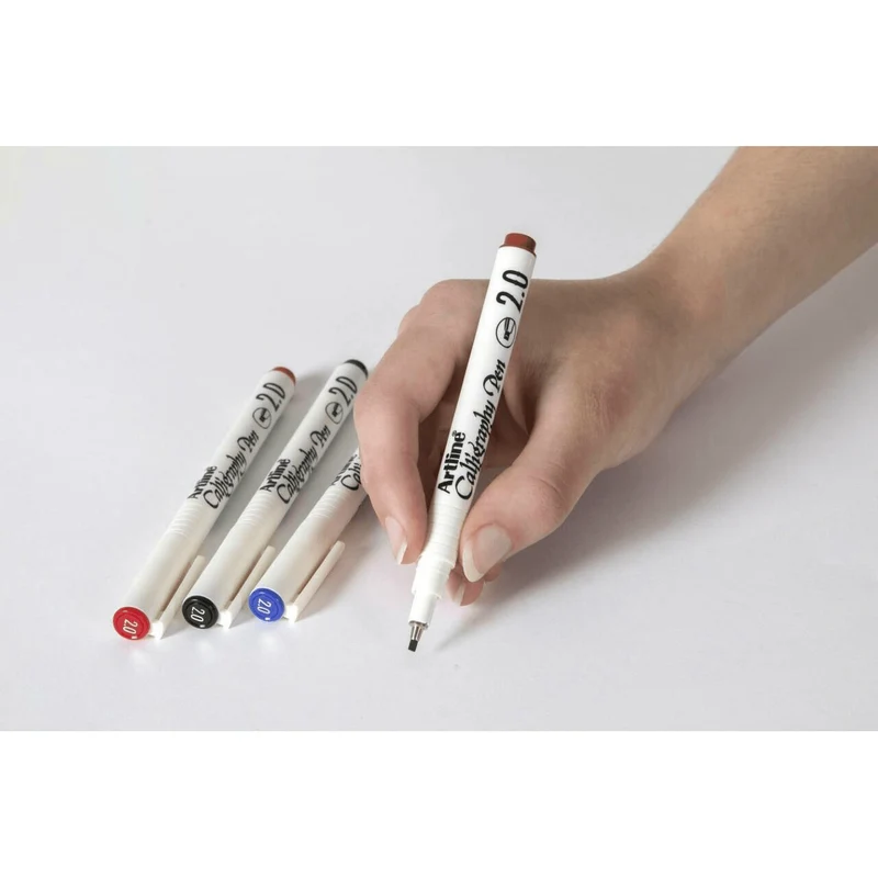 Artline Calligraphy Pen Set 2.0mm Assorted Colours Pigment Ink Pack 4