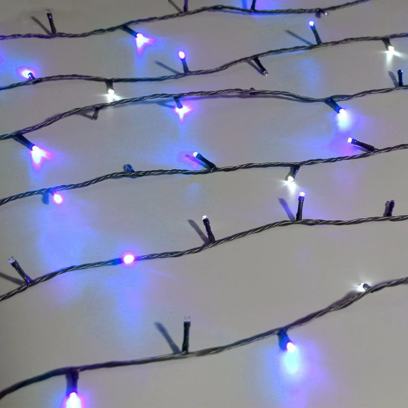 Lexi Lighting 400 Sparkle LED Connectable String Light - Black Cable - Blue + White Flicker