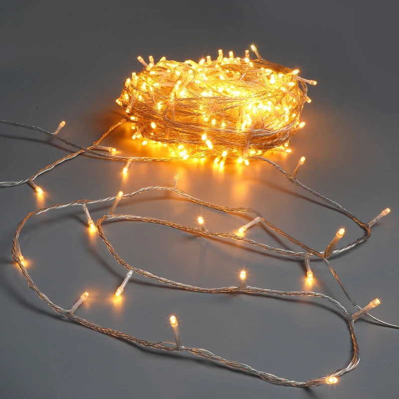 Lexi Lighting 520 LED Connectable Fairy Light Chain Clear Cable - Amber