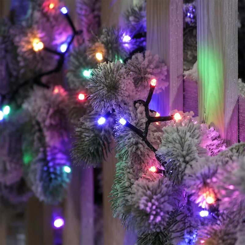 Lexi Lighting 360 LED Fairy Light Chain - Dark Green Cable - Connectable - Muticolour
