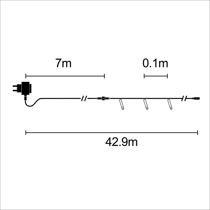 Lexi Lighting 360 LED Fairy Light Chain - Dark Green Cable - Connectable - Muticolour
