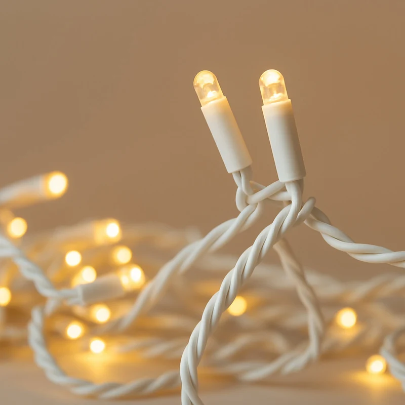 Lexi Lighting Commercial 3M Connectable LED String Light - Warm White + Flashing White - White Rubber Cable