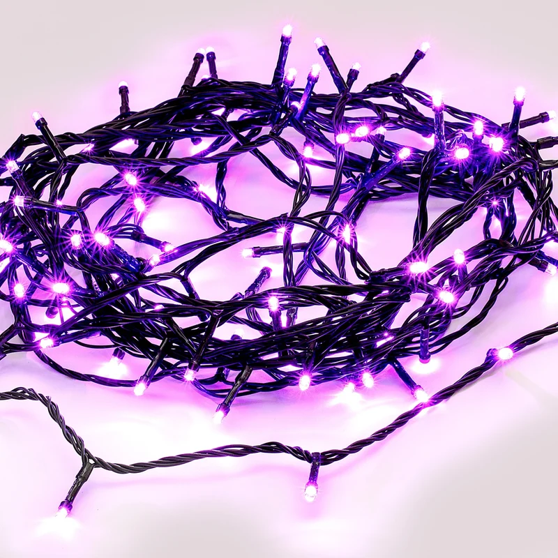 Lexi Lighting 240 LED Fairy Light Chain Dark Green Cable - Pink