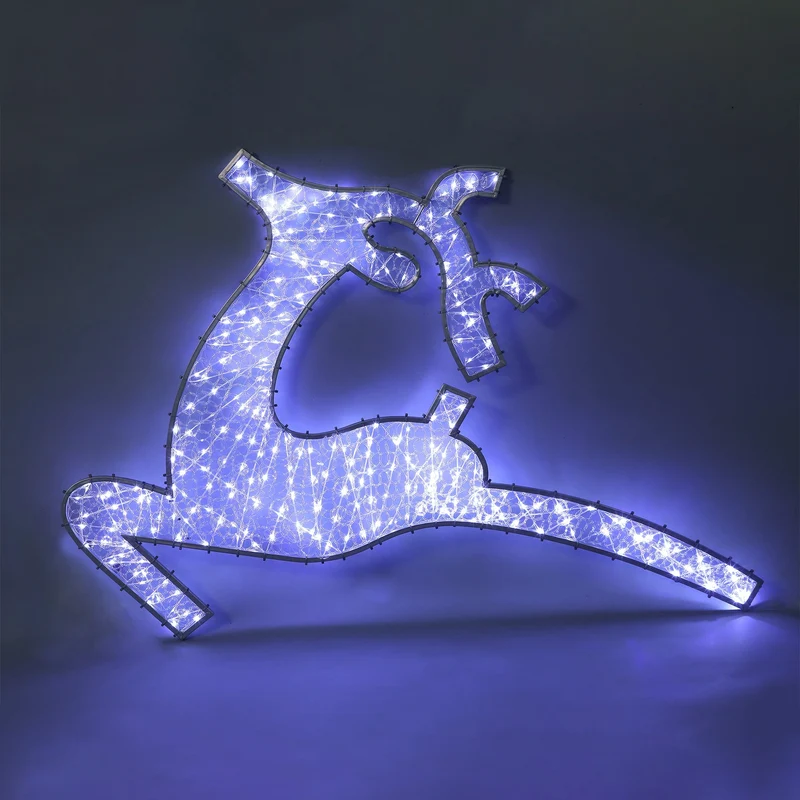 Lexi Lighting 2D 1.2M Mesh Flying Reindeer with twinkle LED - White